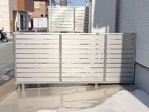 アルミ形材 フェンス LIXIL AB YS3型 横スリット3 2段柱 60角 上段のみ 目隠し