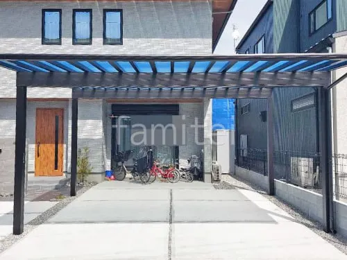 カーポート２台(ワイド) ツイン YKKAP エフルージュ 積雪50cm対応 フラット屋根