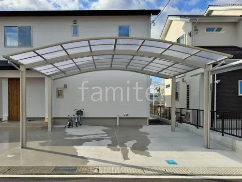 カーポート２台(ワイド) ツイン YKKAP アリュース アール屋根