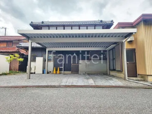 カーポート２台(ワイド) ツイン YKKAP ジーポートPro 積雪100cm対応 フラット屋根 折板屋根