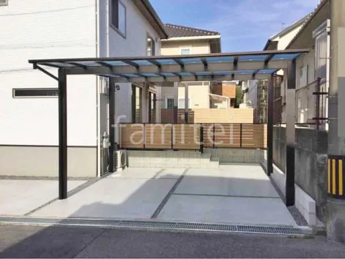 カーポート２台(ワイド) ツイン YKKAP エフルージュ FIRST フラット屋根