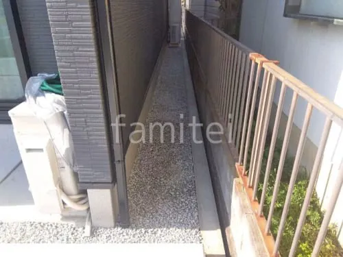 犬走り 防犯砂利敷き バラス砕石 防草シート加工