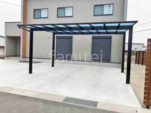 カーポート２台(ワイド) ツイン YKKAP エフルージュ FIRST フラット屋根