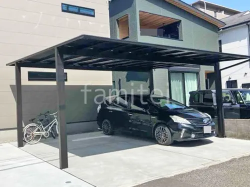 カーポート２台(ワイド) ツイン YKKAP エフルージュ FIRST フラット屋根