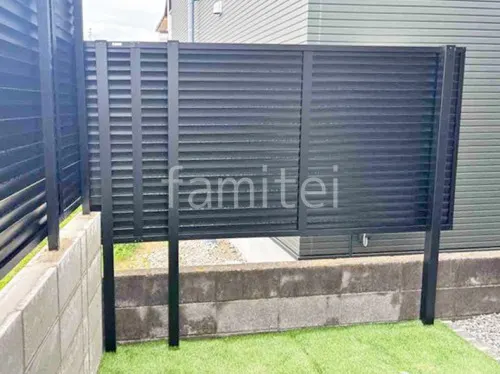 アルミ形材 フェンス LIXIL AB YL3型 横ルーバー3 2段柱 60角 上段のみ 目隠し