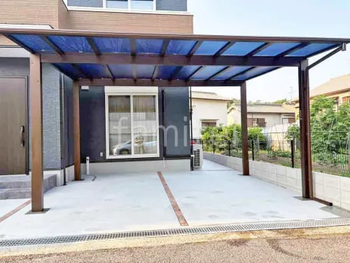 カーポート２台(ワイド) ツイン YKKAP エフルージュ FIRST フラット屋根