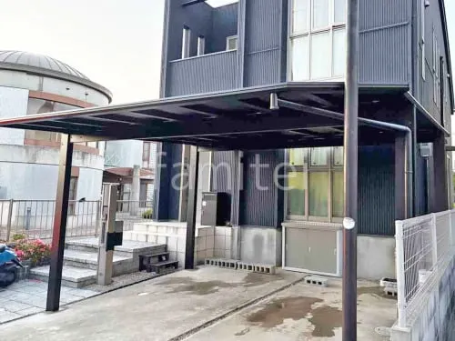 カーポート２台(ワイド) ツイン YKKAP エフルージュ FIRST 変形地対応 フラット屋根