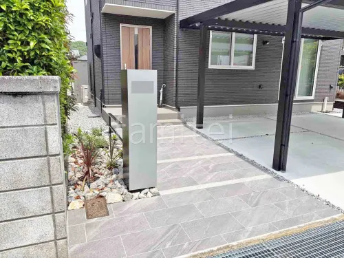 機能門柱 ユニソン ミース ロックガーデン 割栗石敷き 下草 植栽