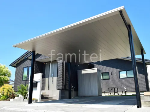 カーポート2台(ワイド) ツイン YKKAP プレーンルーフ フラット屋根