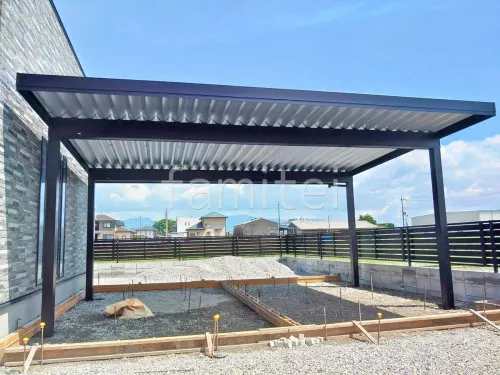 カーポート２台(ワイド) ツイン YKKAP ジーポートPro 積雪50cm対応 フラット屋根 折板屋根