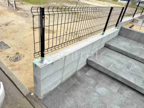 スチールメッシュ フェンス YKKAP イーネット3F型 スチール柱 境界・メッシュ ブロック塀 （化粧ブロック） 太陽エコブロックス 普通CB 