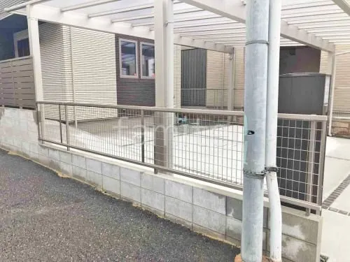 ブロック塀 （化粧ブロック） 太陽エコブロックス 普通CB  アルミ形材 フェンス LIXIL アルメッシュ1型 境界・メッシュ