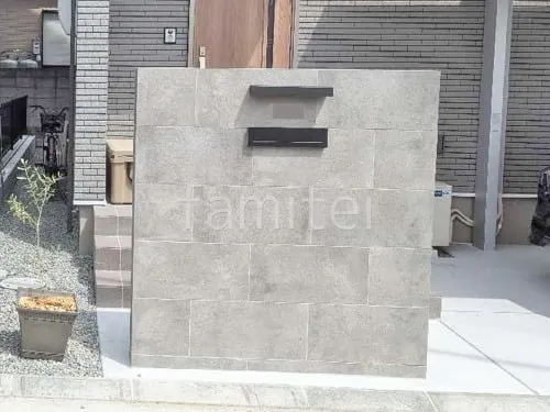 モダン門柱 壁タイル貼り タカショー セラレバンテ 郵便受けポスト Panasonic 口金MS型