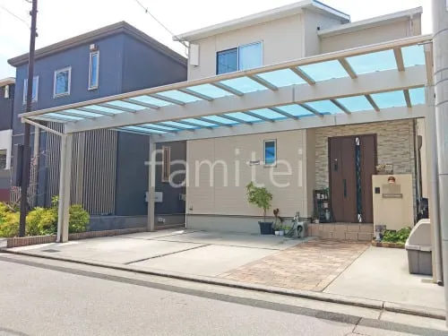 カーポート３台 （横ワイド トリプル） YKKAP エフルージュ FIRST フラット屋根