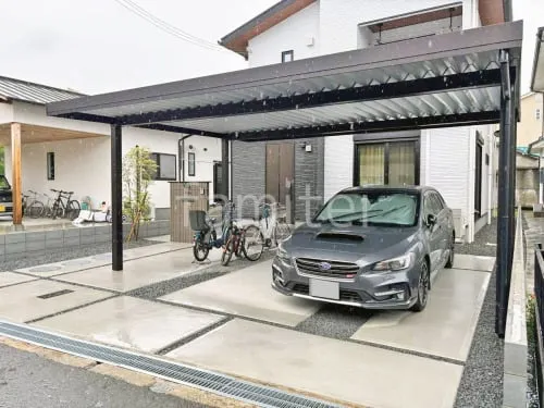 カーポート２台(ワイド) ツイン YKKAP ジーポートPro 積雪30cm対応 フラット屋根 折板屋根