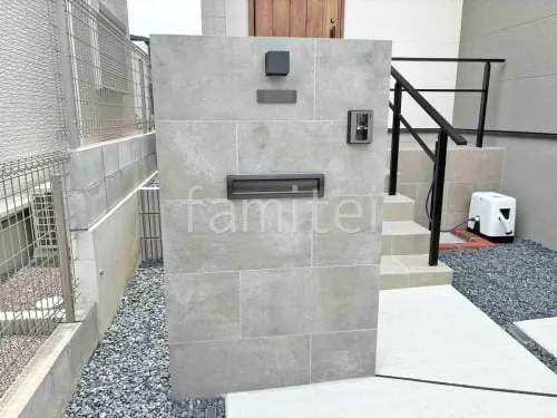 モダン門柱 壁タイル貼り タカショー セラレバンテ 郵便受けポスト LIXIL エクスポストS-1型