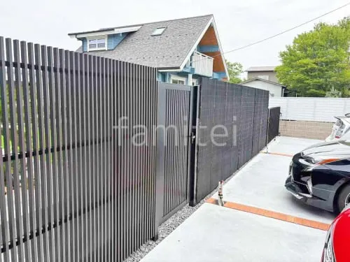 片開き 門扉 LIXIL AB TS1型 太たて桟  人工木・樹脂 フェンス（木調） F＆F ラインスタイル S 高尺タイプ 目隠し 木調・ラティス 樹脂