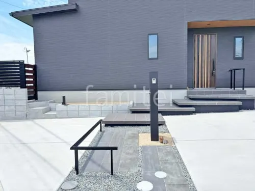 玄関アプローチ 床タイル貼り タカショー セラレバンテ セラマイカ