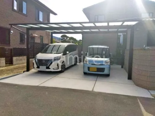 カーポート２台(ワイド) ツイン YKKAP エフルージュ FIRST フラット屋根