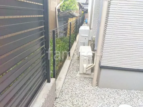 犬走り 防犯砂利敷き バラス砕石 防草シート加工