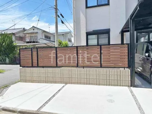 ブロック塀 （化粧ブロック） ユニソン アルタ  アルミ形材 フェンス LIXIL 木製調AB YS3型 横スリット3 目隠し 木調・ラティス