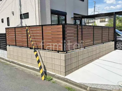 アルミ形材 フェンス LIXIL 木製調AB YS3型 横スリット3 目隠し 木調・ラティス ブロック塀 （化粧ブロック） ユニソン アルタ 