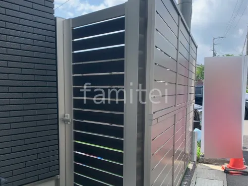 片開き 門扉 YKKAP 木製調 ルシアスYS2型 横スリット 