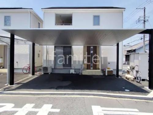 カーポート３台 （横ワイド トリプル） 三協アルミ FII フラット屋根 吊り下げ屋根