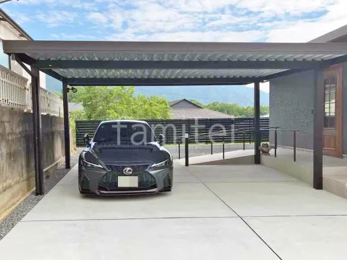 カーポート２台(ワイド) ツイン YKKAP ジーポートPro 積雪30cm対応 フラット屋根 折板屋根