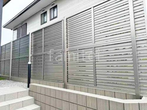 アルミ形材 フェンス LIXIL AB YS3型 横スリット3 2段柱 60角 目隠し