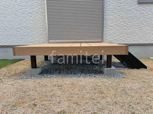 デッキ下 防犯砂利敷き バラス砕石 防草シート加工