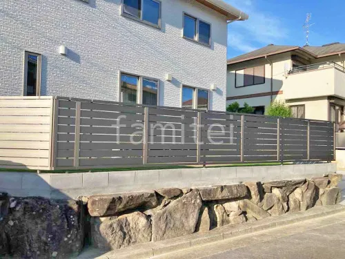 ブロック塀 （化粧ブロック） 太陽エコブロックス 普通CB  アルミ形材 フェンス LIXIL AB YS3型 横スリット3 目隠し