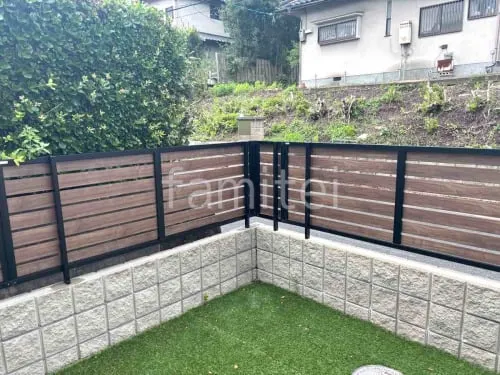 アルミ形材 フェンス 三協アルミ 木製調シャトレナII 2型 横板格子・両面 目隠し 木調・ラティス