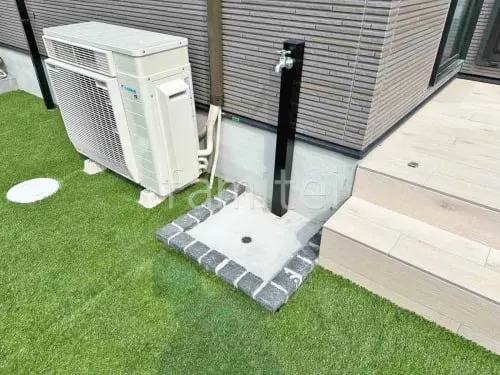 ピンコロ囲い水受け(パン) 土間モルタル仕上げ 洗い場