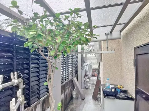 １階テラス屋根 （雨除け） YKKAP 独立式 レセパ Lタイプ フラット屋根 独立式 スタンダード