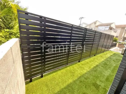 アルミ形材 フェンス LIXIL AB YS3型 横スリット3 2段柱 60角 目隠し