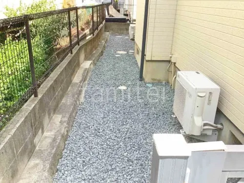 犬走り 防犯砂利敷き バラス砕石 防草シート加工