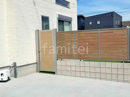 片開き 門扉 YKKAP 木製調 ルシアスYM1型 横目隠し 