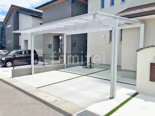 カーポート２台(ワイド) ツイン YKKAP エフルージュ FIRST フラット屋根