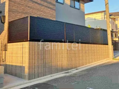 ブロック塀 （化粧ブロック） ユニソン アルタ  アルミ形材 フェンス YKKAP シンプレオYL1型 横ルーバー 目隠し