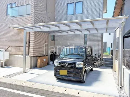 カーポート２台(ワイド) ツイン YKKAP エフルージュ FIRST フラット屋根