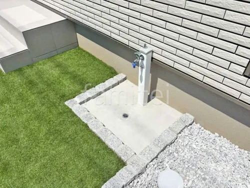 ピンコロ囲い水受け(パン) 土間モルタル仕上げ 洗い場