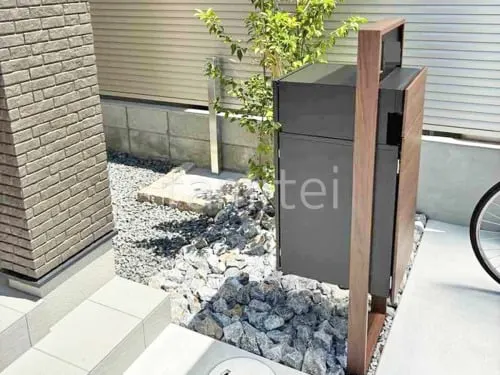 宅配ボックス門柱 （機能門柱 ） LIXIL 木製調 FF パターン4 