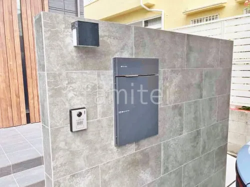 モダン門柱 壁タイル貼り タカショー セラレバンテ 宅配ボックス ユニソン ヴィコDB100