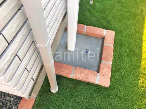 レンガ囲い水受け(パン) 土間モルタル仕上げ 洗い場