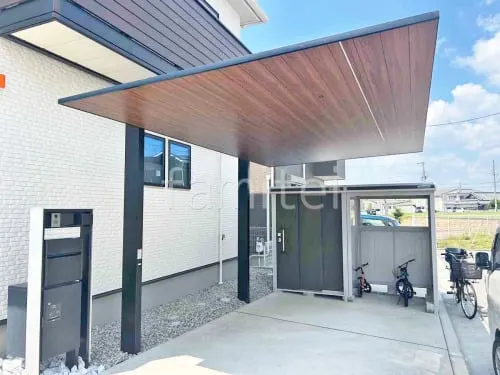 カーポート１台 （単棟） LIXIL 木製調 カーポートSC フラット屋根 吊り下げ屋根