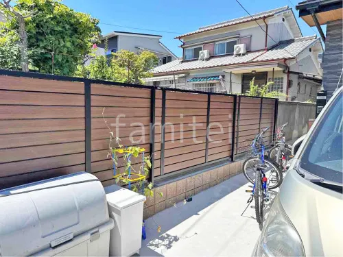 アルミ形材 フェンス LIXIL 木製調AB YS3型 横スリット3 目隠し 木調・ラティス