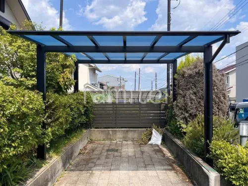 カーポート１台 （単棟） 三協アルミ スカイリード 奥行勾配 両側支持 フラット屋根