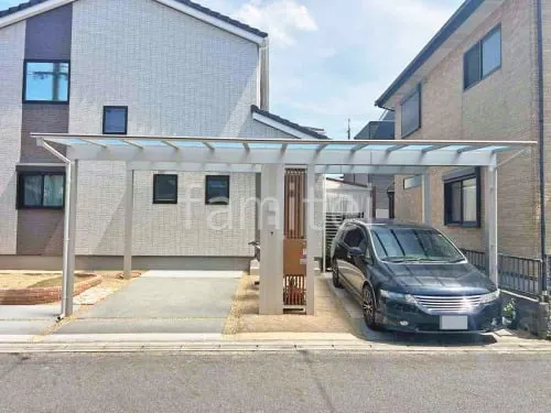 カーポート３台 （横ワイド トリプル） YKKAP 木製調 エフルージュ FIRST フラット屋根