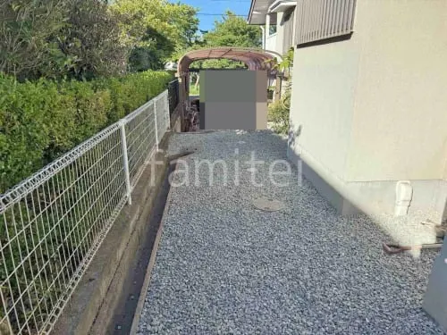 防犯砂利敷き バラス砕石 防草シート加工